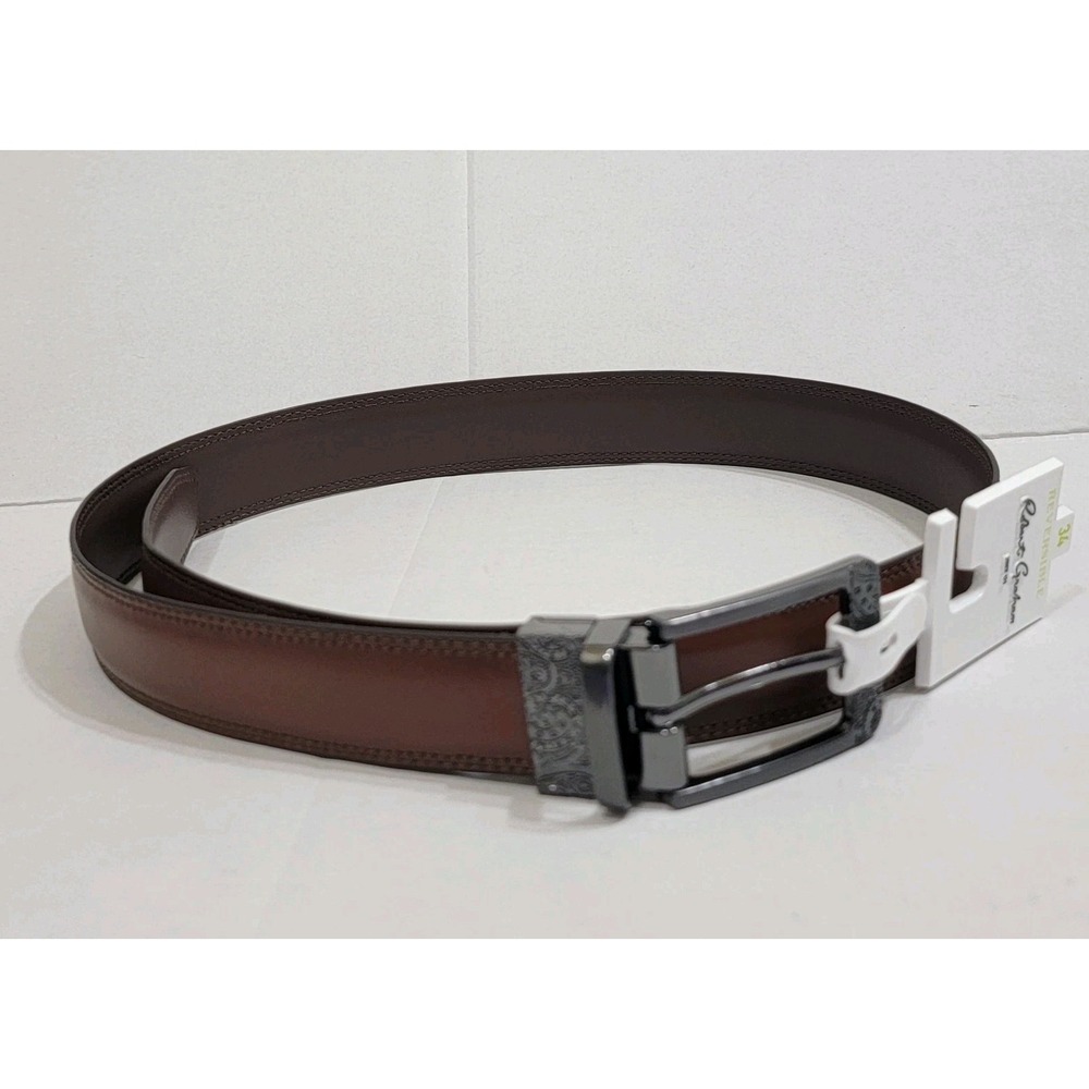 NWT Robert Graham Men's‎ Size 34 Barolo Reversible Leather Belt Tan Brown Luxury